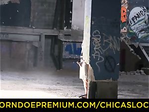 CHICAS LOCA - Outdoors trio sex for muddy brunettes