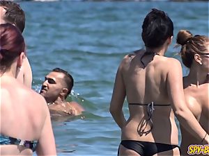 enormous globes amateur braless nasty teenagers spycam Beach video